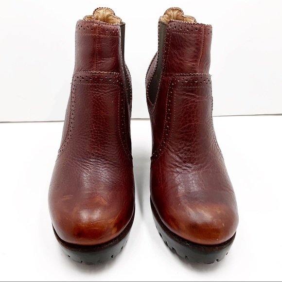 {SPERRY TOP-SIDER} Claremont Chelsea Maroon Leather Pebbled Lug Booties - Picture 6 of 16